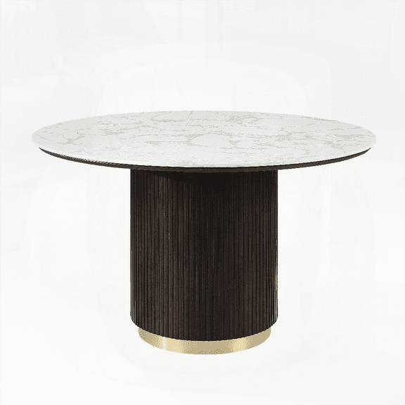 Clayten Engineering | Marble Top & Espresso Finish Round Dining Table for 4 | Easy Assembly