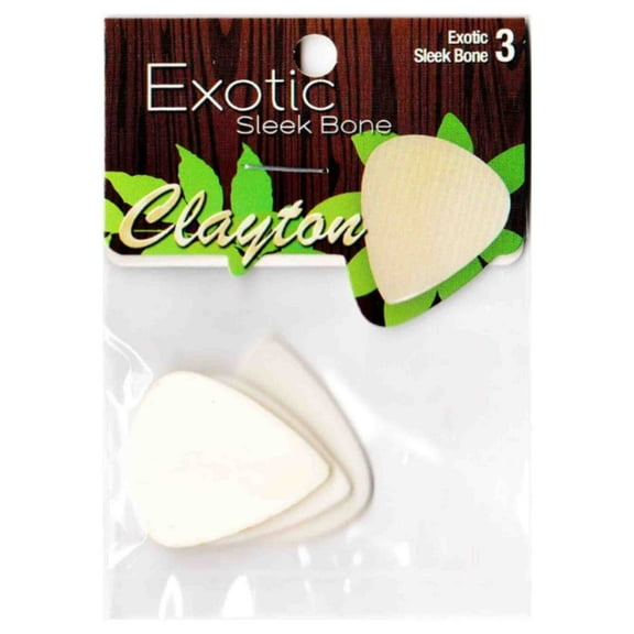 Clayton BES-3 Exotic Standard Sleeks Bone Guitar Picks- 3 Pieces