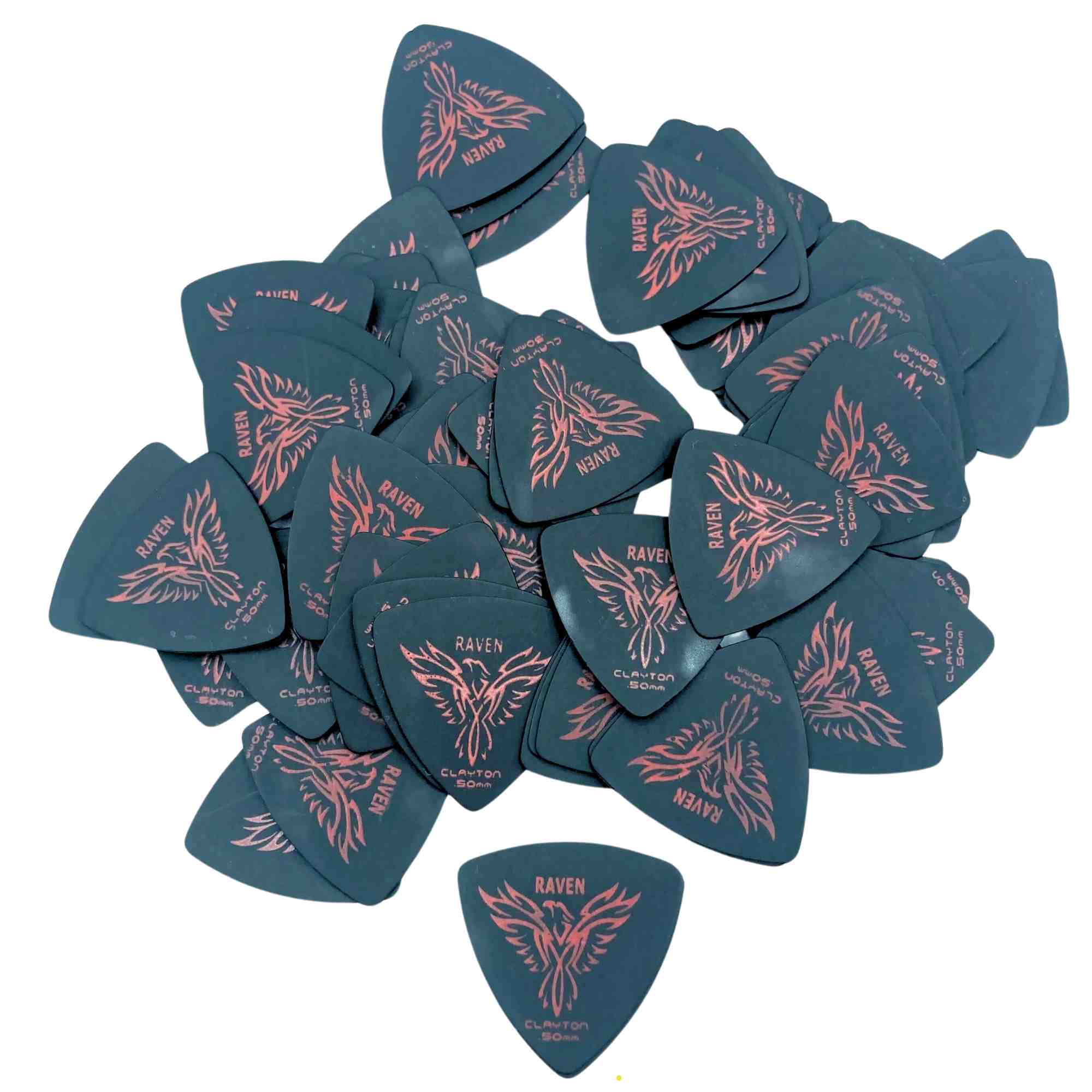 Clayton BRT50 Raven Rounded Triangle Guitar Picks, Black - 0.50 mm - 72 Pieces