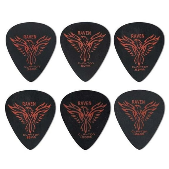 Clayton BS80-12 Raven Standard Guitar Picks- Black - 0.80 mm - 12 Pieces