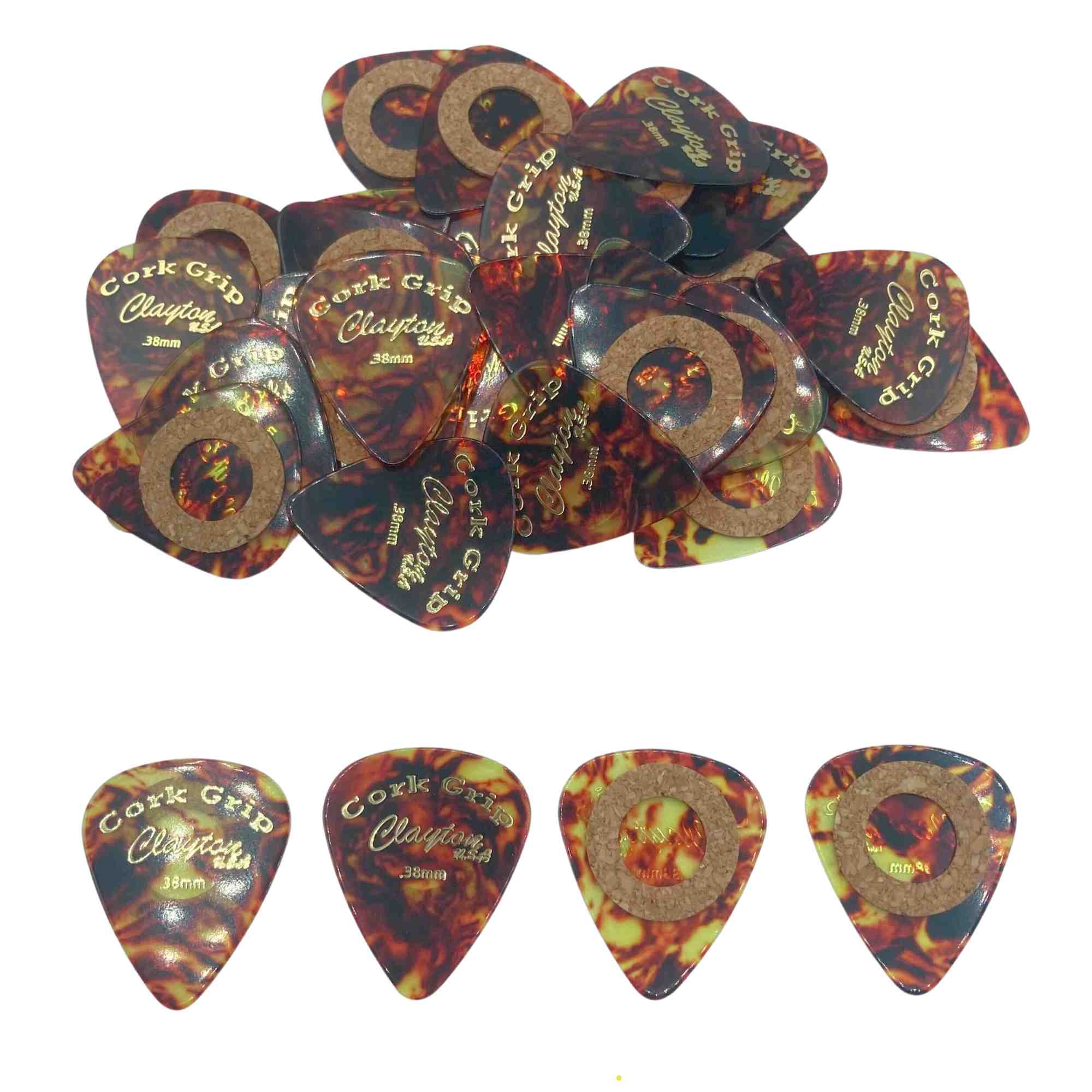 Clayton Cork Grip Guitar Picks -  0.38mm - 36 Pack