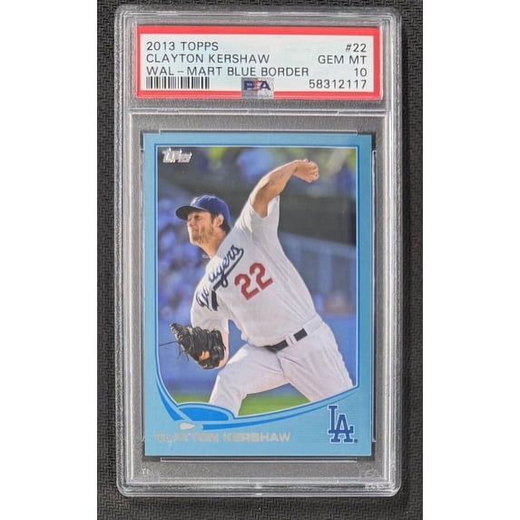 Clayton Kershaw 2013 Topps Wal-Mart Blue Border Baseball Card #22 Graded PSA 10 58312117
