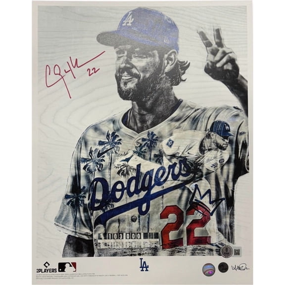 Clayton Kershaw Autographed Lauren Taylor Illustration "3000" Dodgers /200 BAS