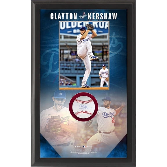 Clayton Kershaw Los Angeles Dodgers Autographed Framed 24.4'' x 15'' x 3.5'' Baseball Shadowbox Collage