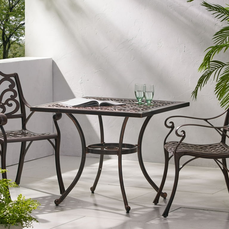 Square aluminum outdoor dining table sales