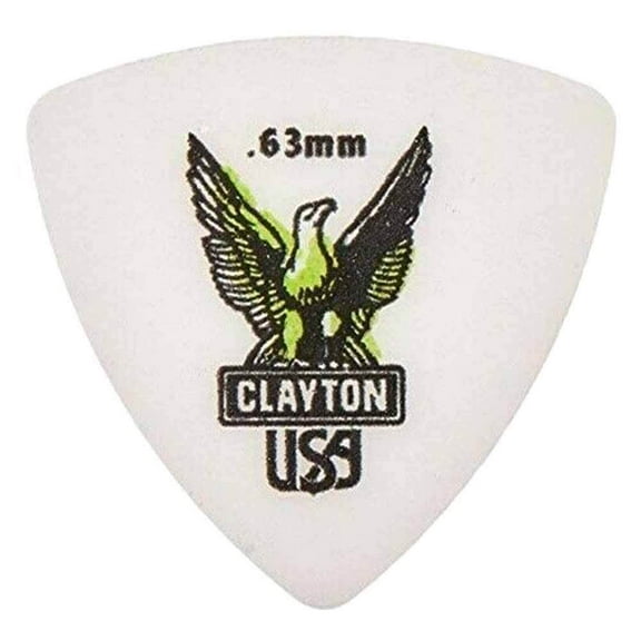 Clayton RT63 Acetal Polymer Rounded Triangle Guitar Picks, 0. 63 mm - 72 Pieces