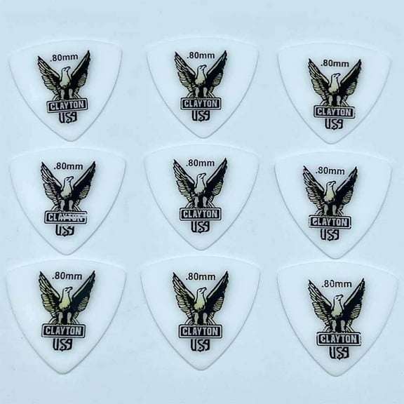 Clayton RT80 Acetal Polymer Rounded Triangle Guitar Picks, 0.80 mm - 72 Pieces