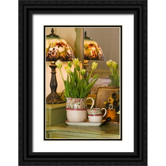 Clayton-Thompson, Philip 17x24 Black Ornate Wood Framed with Double Matting Museum Art Print Titled - Yellow Tulips II