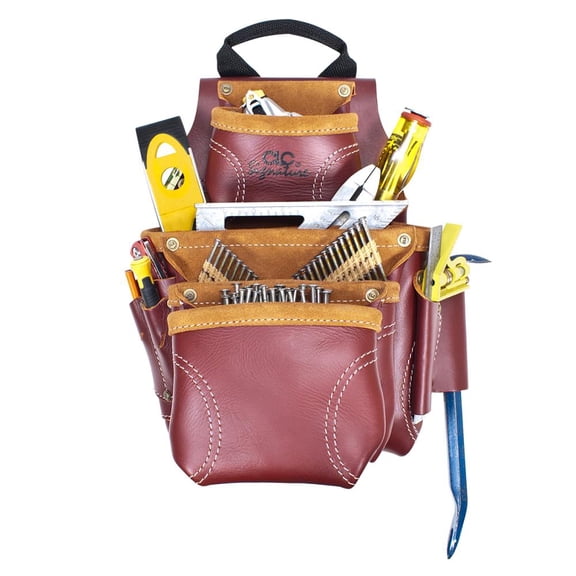 Clc-21687X 9 Pocket Construction Worker's Heavy Duty Leather Nail And Tool Bag
