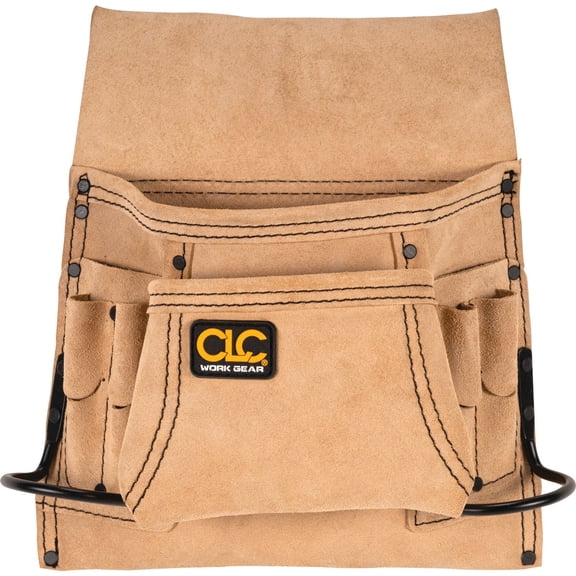 Clc, I823X, Nail and Tool Pouch w/ 2 Hammer Loops, Leather