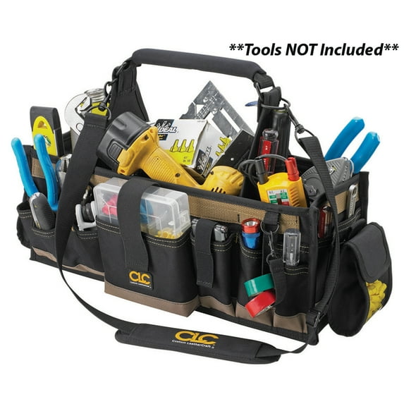 CLC 1530 Tool Tote, Polyester, 43 Pockets, Black/Tan
