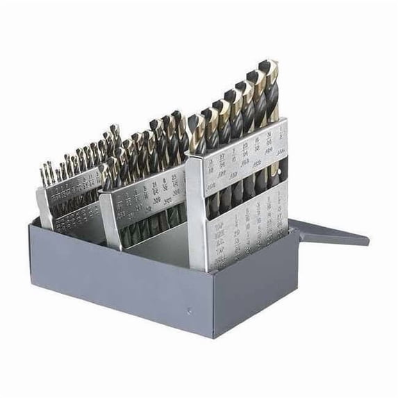25PC 135 Degree Heavy-Duty Jobber Drill Set 1878 Black & Gold HSS RHS/RHC 1mm-13mmx.5mm