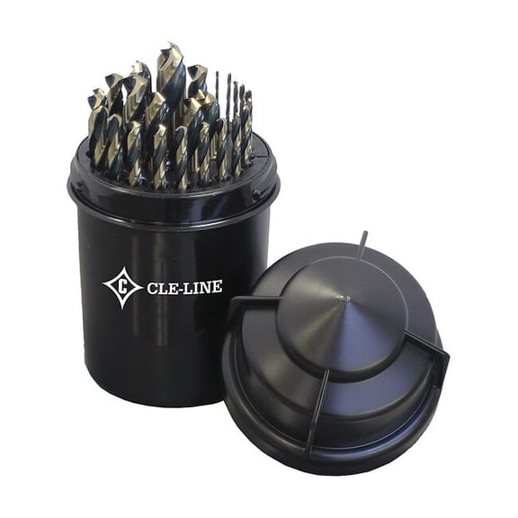 Bit Barrel Jobber Length Drill Set Cle-Line 1878 Black & Gold HSS, 29-Piece