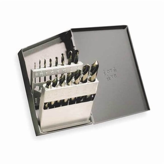 15PC 135 Degree Heavy-Duty Mechanics Length Dril Set 1875R Black & Gold HSS 1/16-1/2x1/32