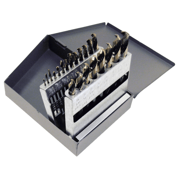21PC 135 Degree Heavy-Duty Mechanics Length Dril Set 1875R Black & Gold HSS 1/16-3/8x1/64