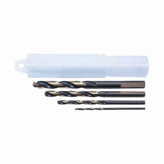 4PC 135 Degree Heavy-Duty Mechanics Length Drill Set 1875R Black & Gold HSS 1/16-1/4