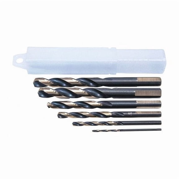 6PC 135 Degree Heavy-Duty Mechanics Length Drill Set 1875R Black & Gold HSS 1/16-3/8