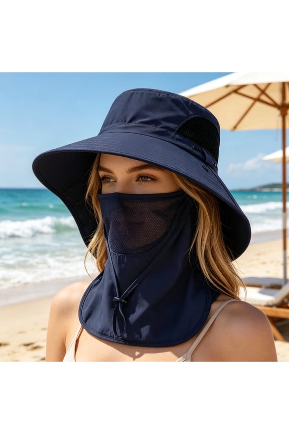 Clea*rance!Men's Full Protection Sun Hat with Removable Face Neck Flap and Breathable Mesh Ventilation, Wide Brim Boonie Cap for Hiking, Fishing, Camping, and Gardening Outdoor Activities.