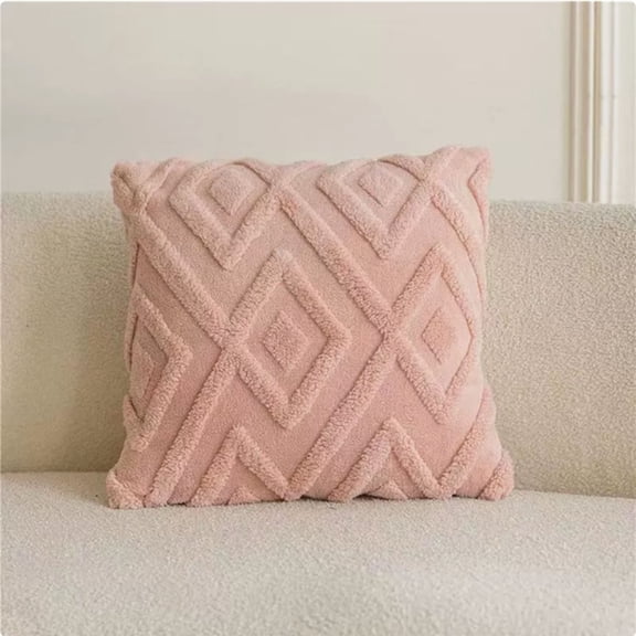 Clea*rance!Solid Color Three Dimensional Diamond Pattern Pillow Cover with Soft Plush Fabric and Concealed Zipper, Decorative Cushion Case for Sofa, Bed, and Living Room Decor.