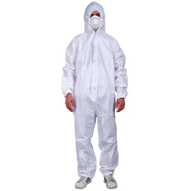 Dapetz Disposable White Coveralls Large 69 Polypropylene Painter Protective Suit Hooded