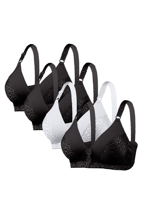 Clean 4 Pcs Sports Bra for Women Non-Slip Anti-Sagging Seamless Bralettes Full Coverage Shelf Adjustable Straps Brassiere Everyday Wirefree Comfortable Support Underwear