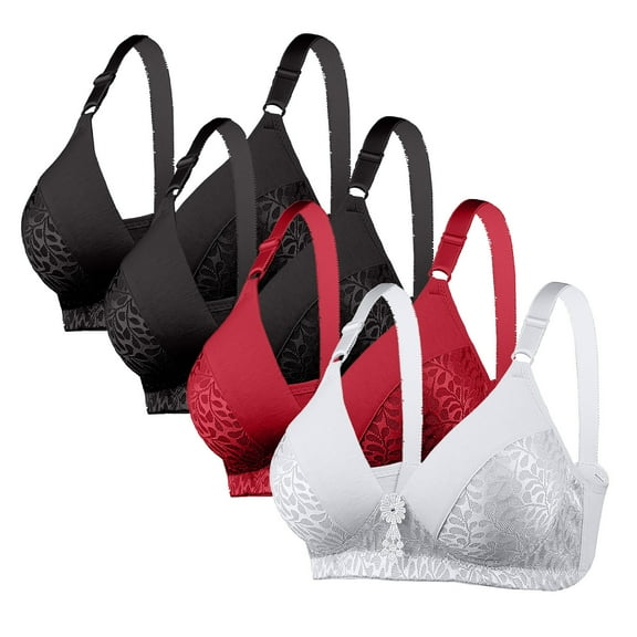 Clean 4 Pcs Sports Bra for Women Non-Slip Anti-Sagging Seamless Bralettes Full Coverage Shelf Adjustable Straps Brassiere Everyday Wirefree Comfortable Support Underwear