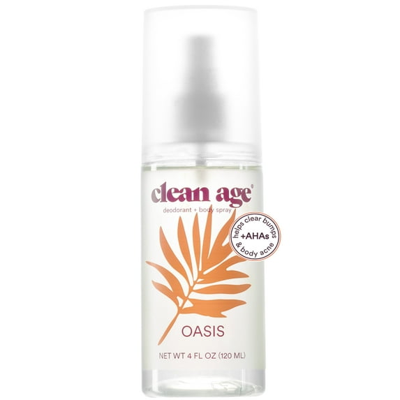 Clean Age Aluminum-Free Deodorant & Body Spray for Whole Body (4 oz) Oasis Scent, Body Acne Spray