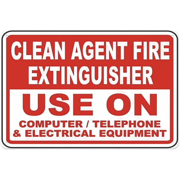 Clean Agent Fire Extinguisher Sign - 12×8 Inches, Aluminum Tin Warning Sign, Home Outdoor Garden Fire Safety Decor
