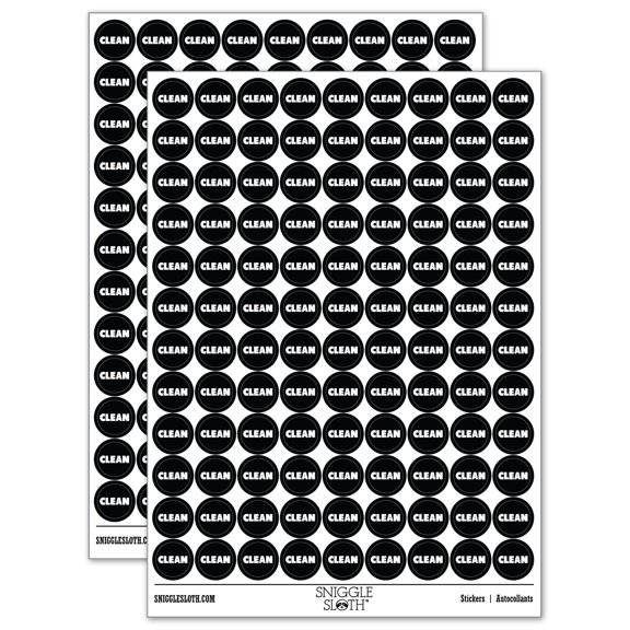 Clean Bold Text 200+ Round Stickers - Black - Matte Finish - 0.50" Size