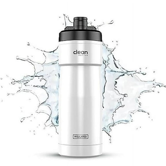 Clean Bottle 20 oz Sport Insulated Bike Water Bottle with Easy-Clean Cap and Squeeze Design Gloss White