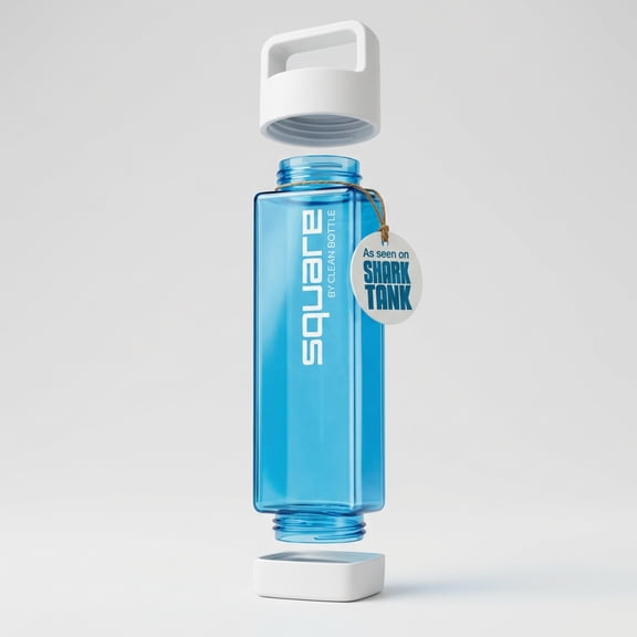 Clean Bottle 25 oz Tritan Square BPA-Free Water Bottle with Easy-Clean Design and Leak-Proof Cap Blue