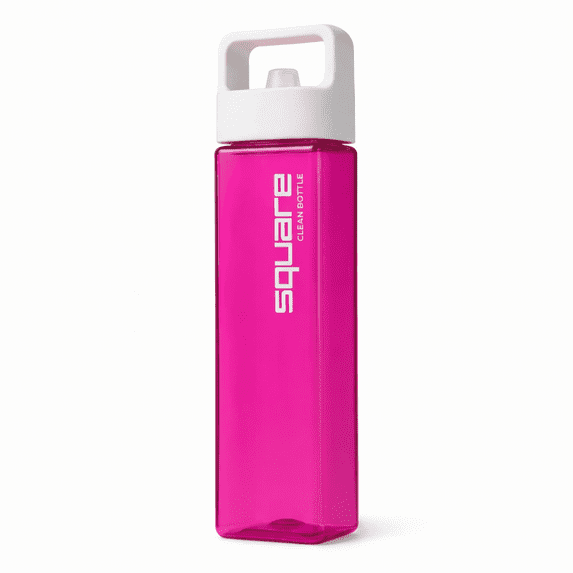 Clean Bottle 25 oz Tritan Square BPA-Free Water Bottle with Easy-Clean Design and Leak-Proof Cap Raspberry