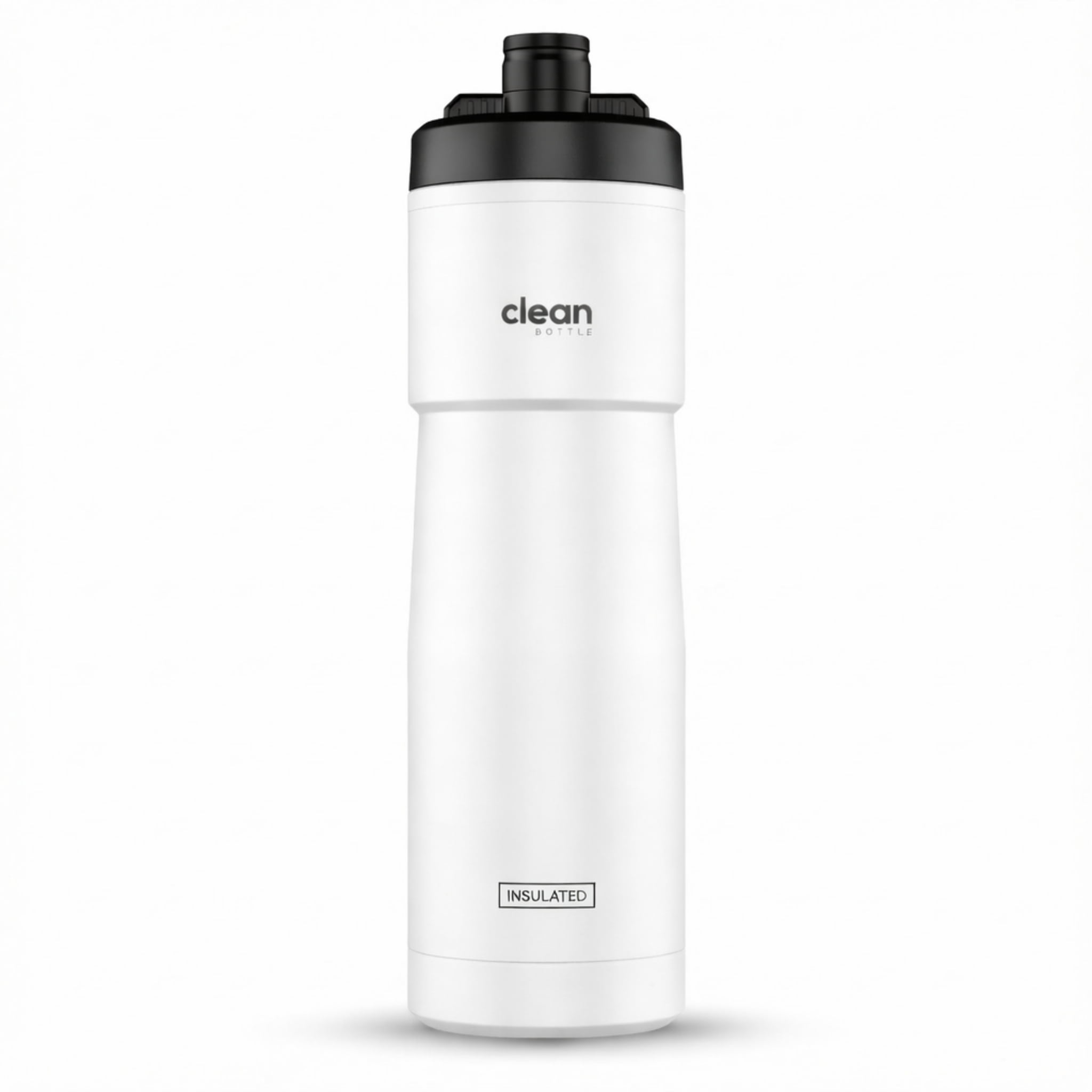 Clean Bottle 23 oz Sport Insulated Bike Water Bottle with Easy-Squeeze Nozzle Gloss White