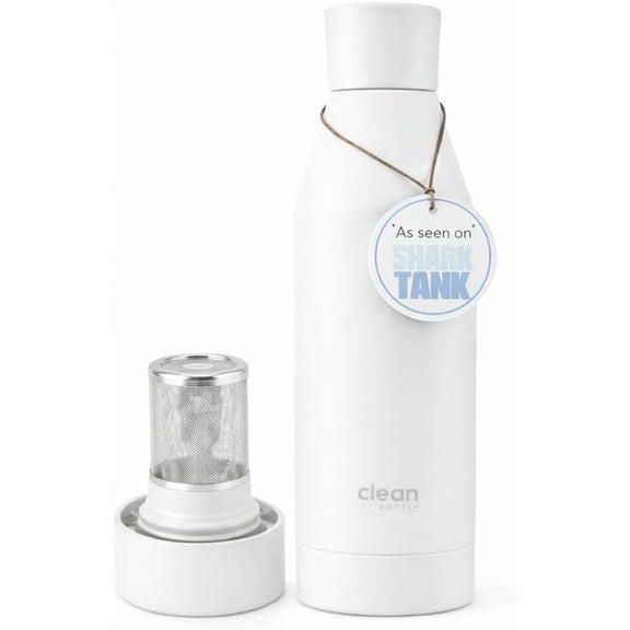 Clean Bottle CAN17002 17 oz Canteen Easy to Clean Vacuum Insulated Stainless Steel Water Bottle with Removable Bottom Cap - White