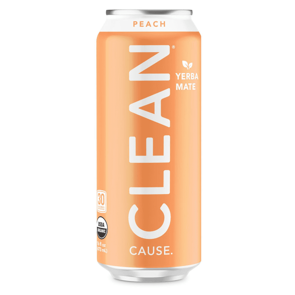 Clean Cause Organic Yerba Mate Sparkling Peach Tea, 16 fl oz [Pack of 12]