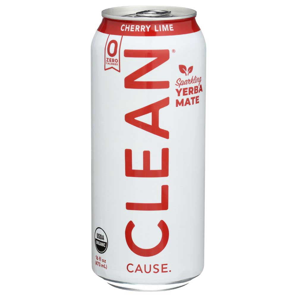 Clean Cause Organic Zero Calorie Cherry Lime Sparkling Yerba Mate, 16 Fluid Ounce -- 12 per Case.