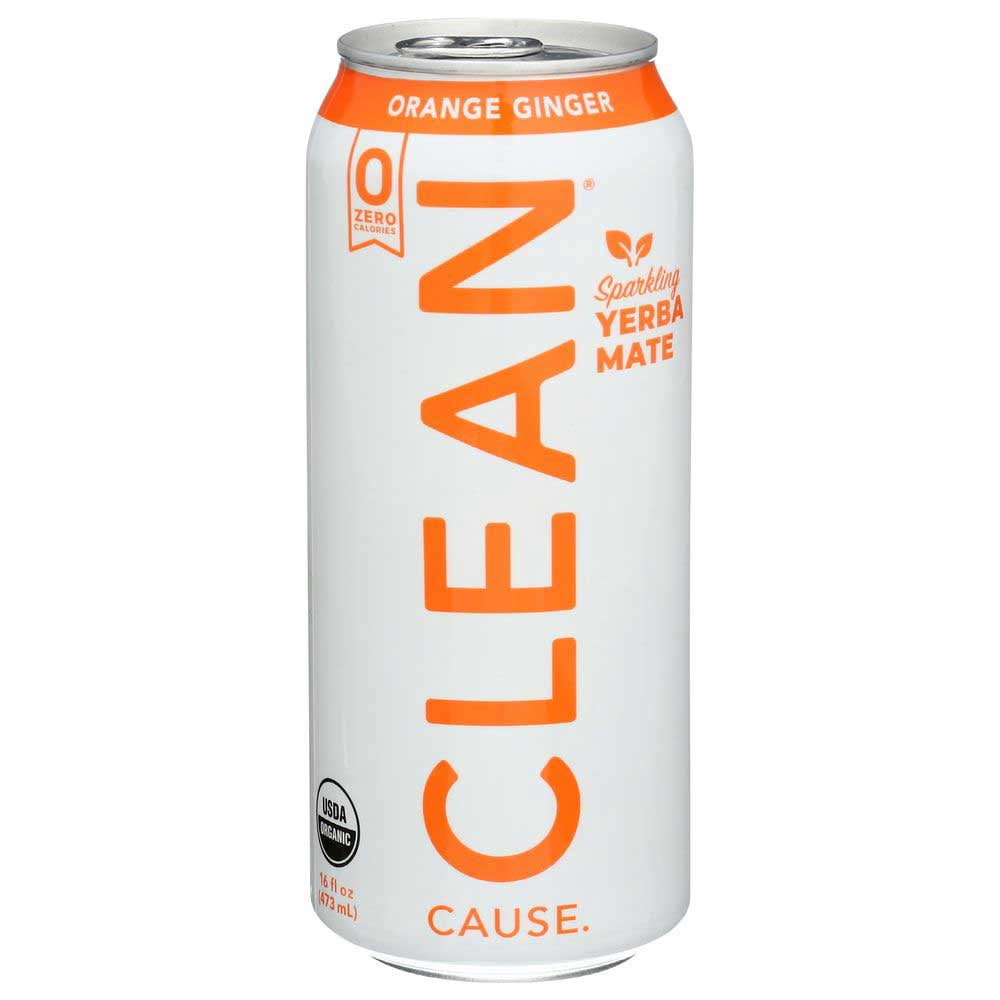Clean Cause Organic Zero Calorie Orange Ginger Sparkling Yerba Mate, 16 Fluid Ounce -- 12 per Case.