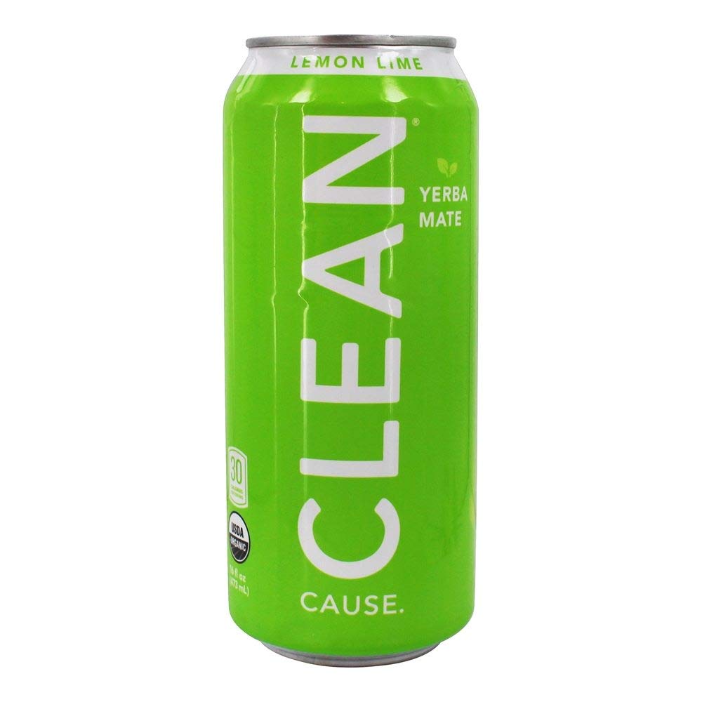 Clean Cause Sparkling Lemon Lime Yerba Mate 16 Ounces (Case of 12