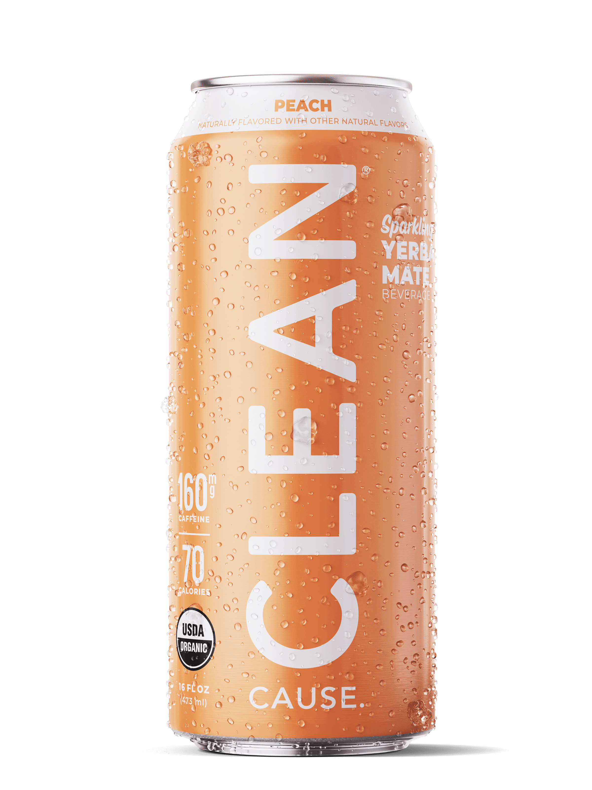 Clean Cause Sparkling Yerba Mate, Peach, 16 fl oz