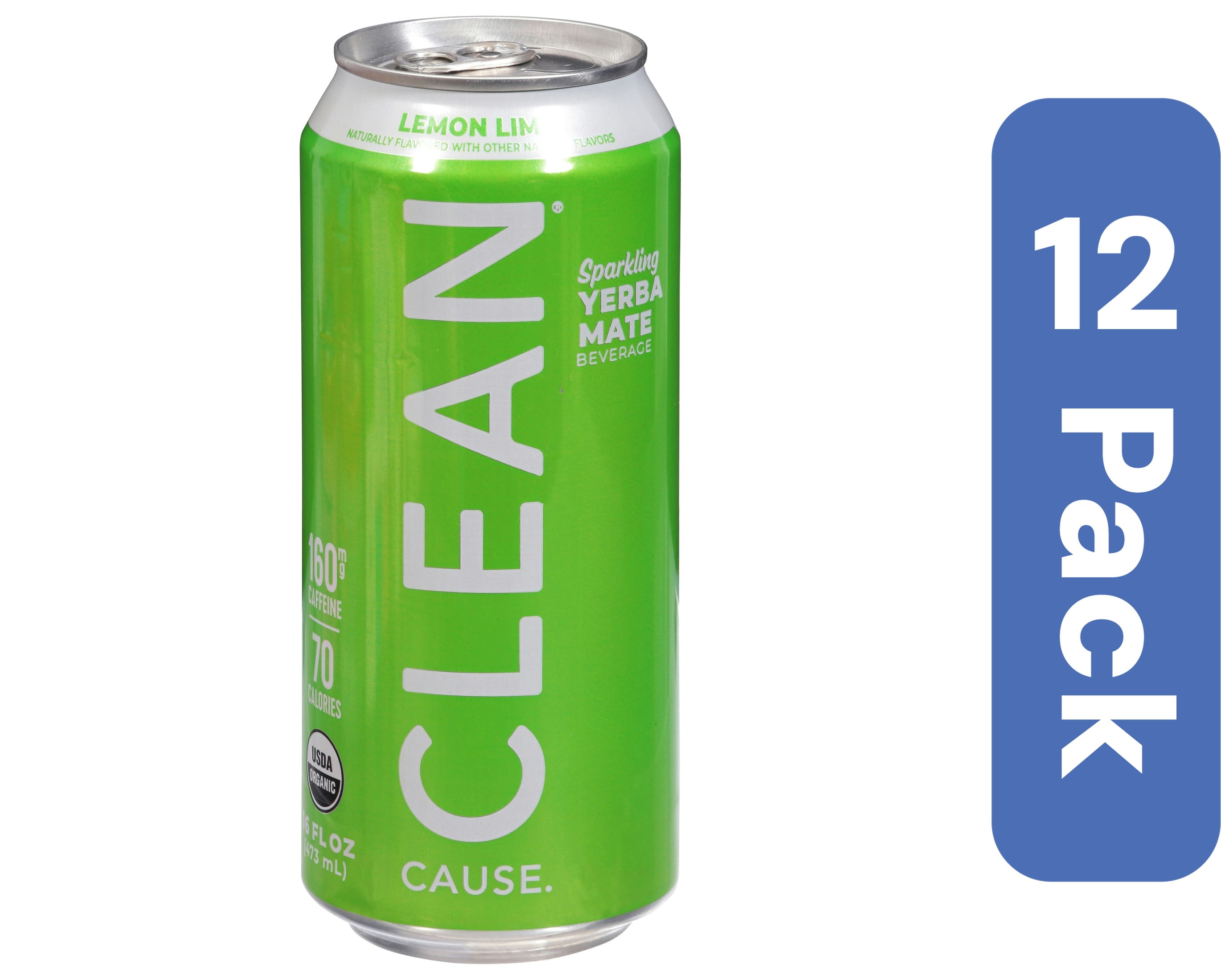Clean Cause Tea Yerba Mate Sparkling Lemon Organic 16 fl oz (Pack Of 12 ...