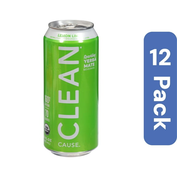 Clean Cause Tea Yerba Mate Sparkling Lemon Organic 16 fl oz (Pack Of 12)