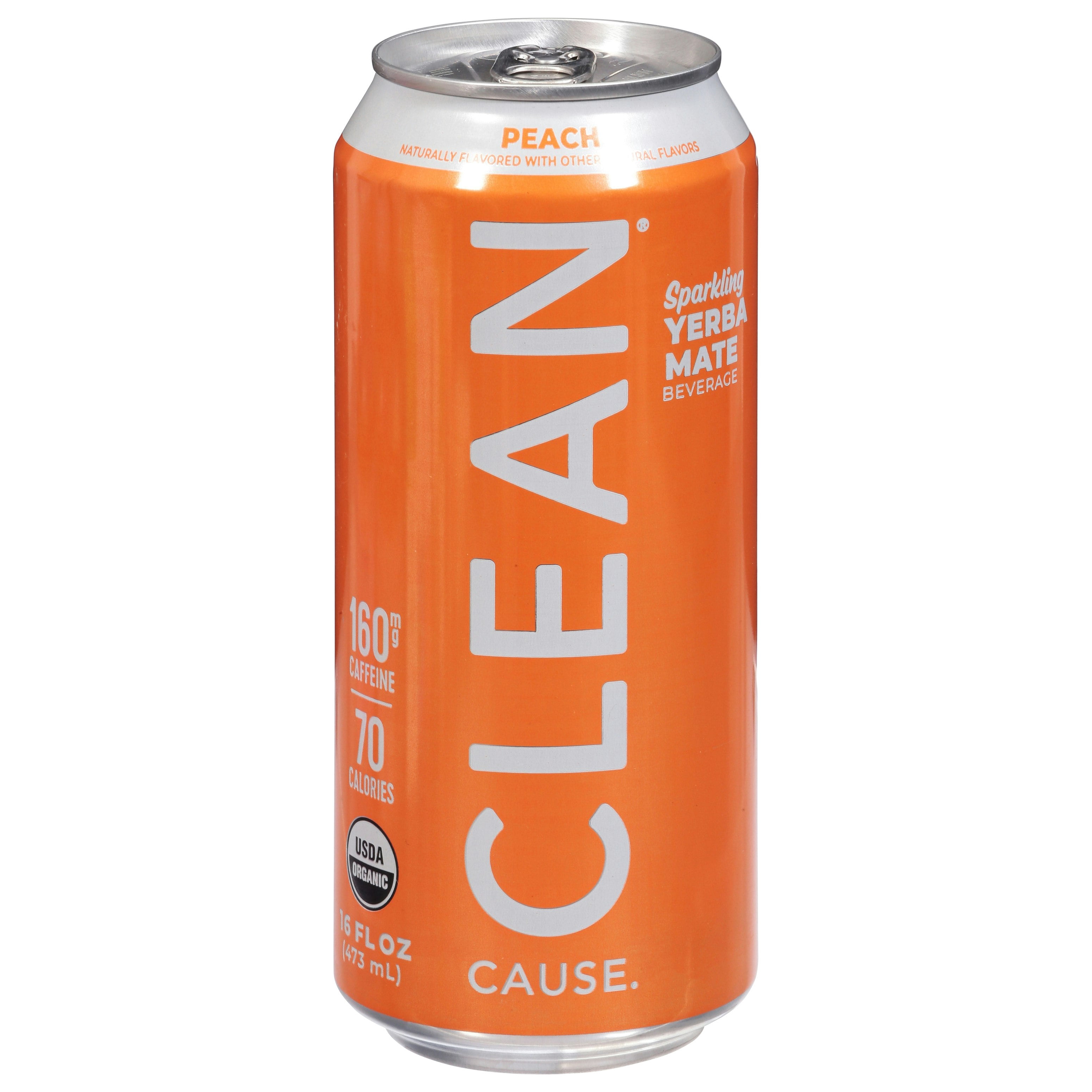 Clean Cause Tea Yerba Mate Sparkling Peach Organic 16 fl oz (Pack Of 12 ...