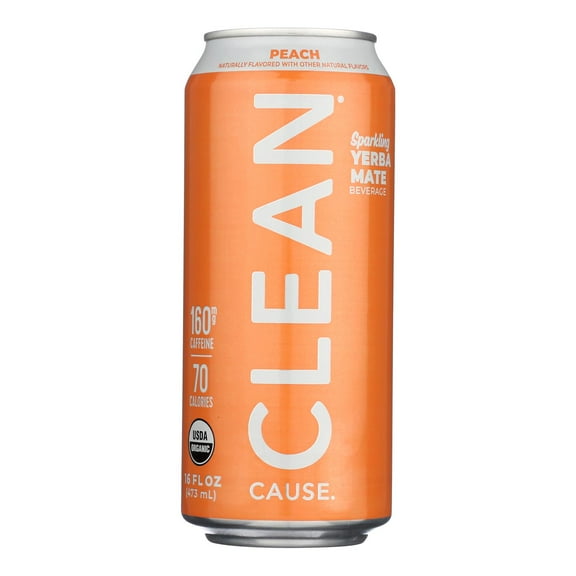 Clean Cause - Yrba Mte Peach Clean - Case of 12 - 16 FZ