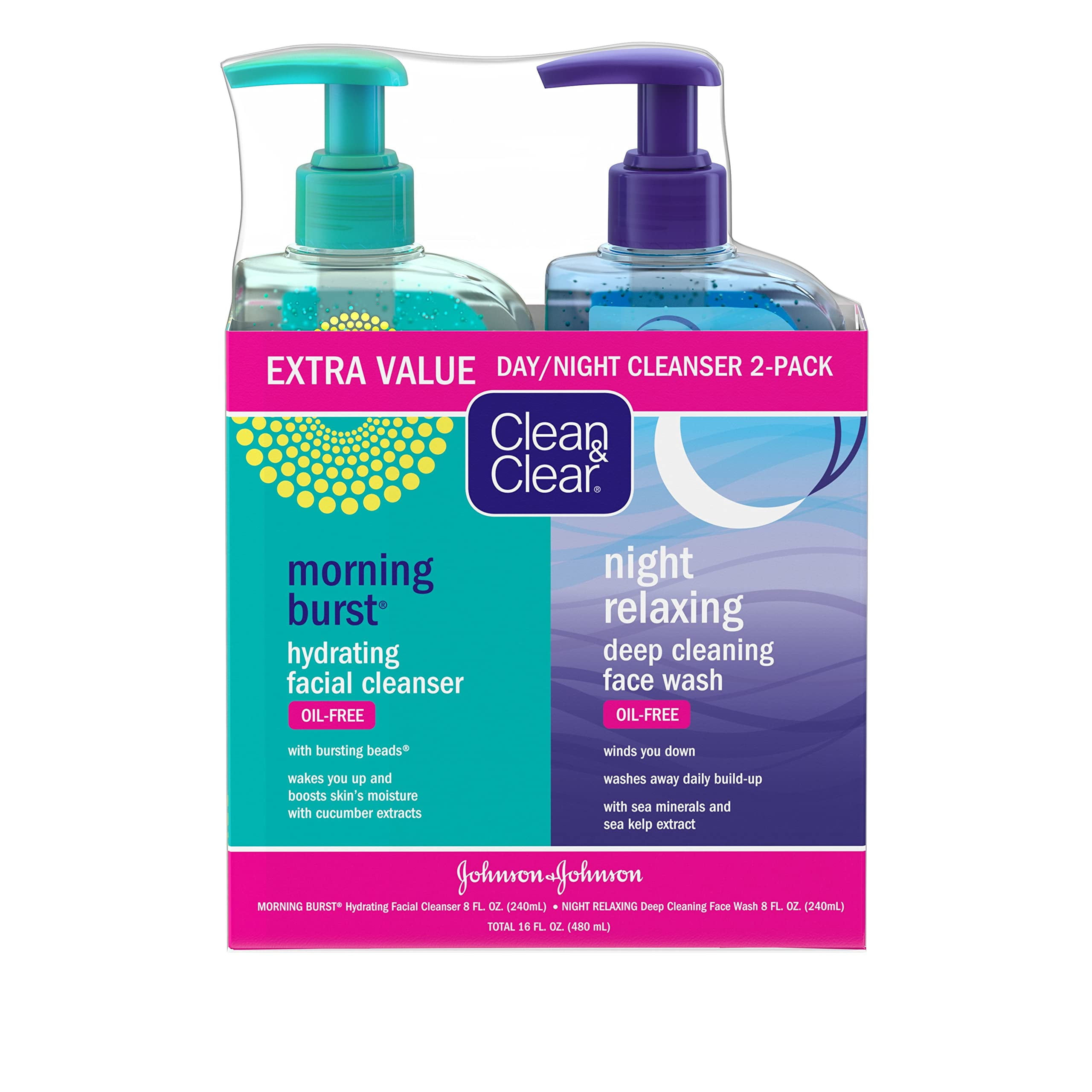 Clean & Clear 2Pack Day & Night Daily Face Cleansers, Morning Burst