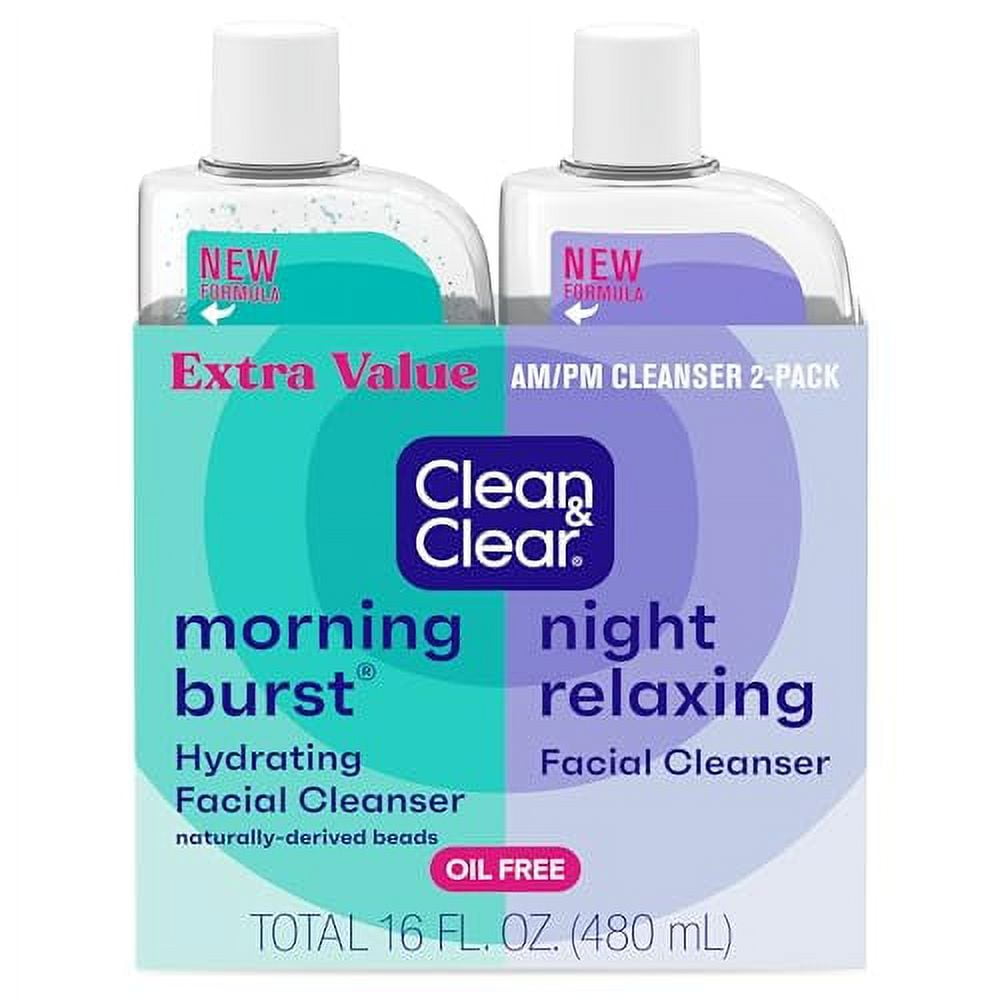 Clean & Clear 2Pack Day & Night Daily Face Cleansers, Morning Burst