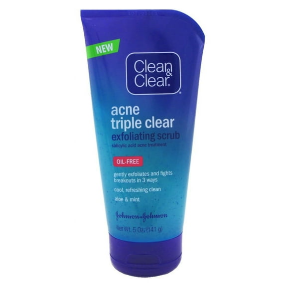Clean & Clear Acne Exfoliating Cleanser Scrub 5oz Oil-Free (Pack of 3)