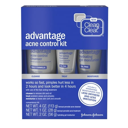 Clean & Clear Advantage Acne Control Kit with Benzoyl Peroxide, 3 pc