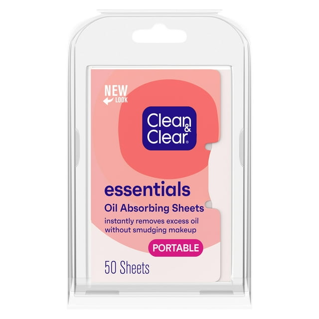 Clean & Clear Essentials Oil Absorbing Sheets for Oily Skin, 50 Ct
