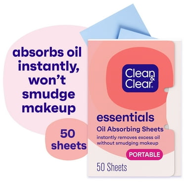 Clean & Clear Essentials Oil Absorbing Sheets for Oily Skin, 50 Ct