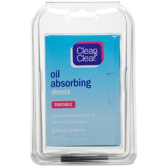 Clean & Clear Normal Skin Absorb Facial Blotting Portable Sheets, White, 50ct